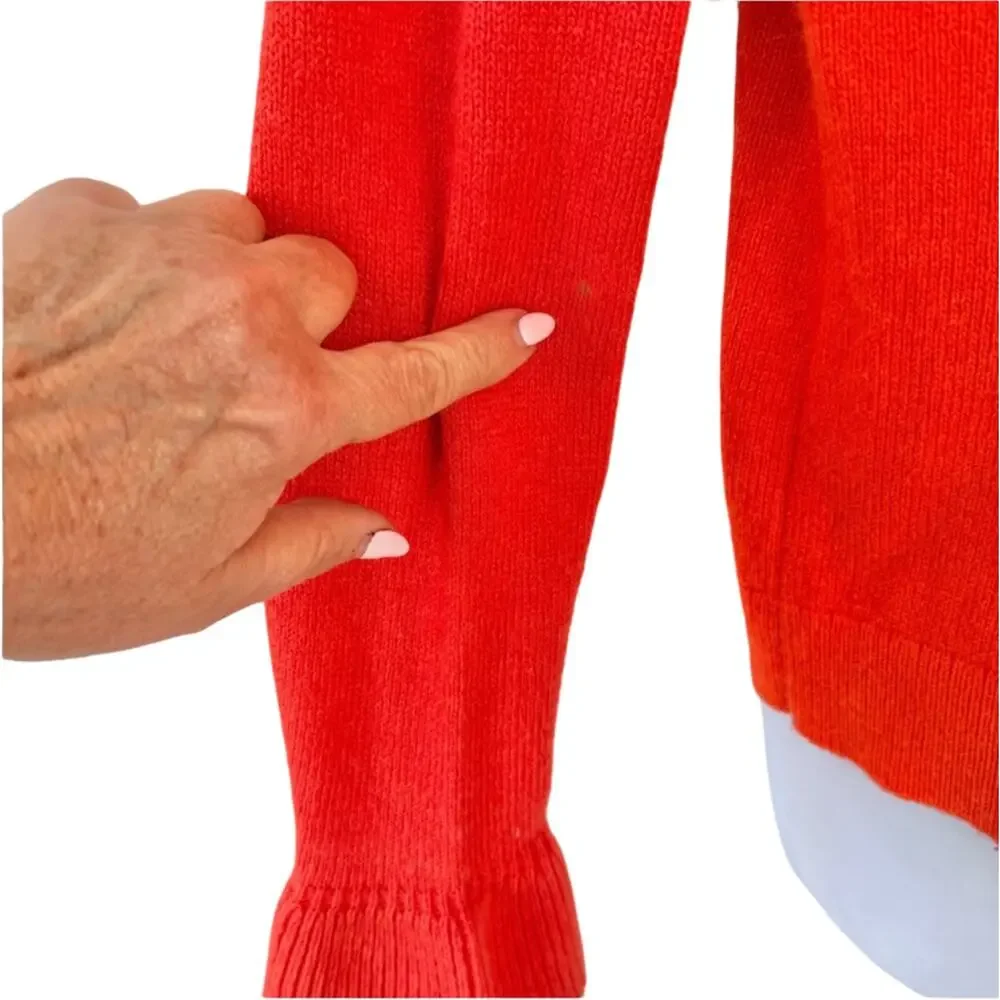J. Crew Orange Tangerine Wool Blend Crew Neck Flared Cuff Sleeve Sweater Size S